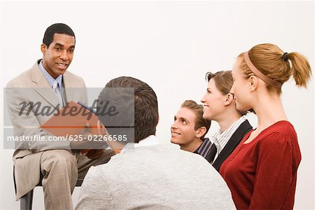 Business executives at a meeting in an office