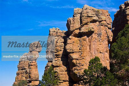 Low angle view of rock formations Sierra De Organos, Sombrerete, Zacatecas State, Mexico