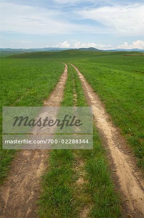 Rural Road Through Grasslands, Inner Mongolia, China