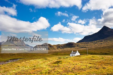 Ferienhaus bei Heather Moorlandschaften, Cuillin Hills, Isle Of Skye, Innere Hebriden, Schottland