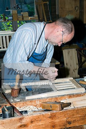 Carpenter at Skansen Open Air Museum, Djurgarden, Stockholm, Sweden