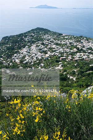 View of Anacapri From Monte Solaro, Gulf of Naples, Capri, Campania, Naples, Italy