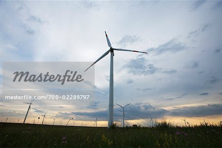 Parc éolien dans la bannière Abaga, Ximeng Huitengha, Xilinhot, Mongolie intérieure, Chine
