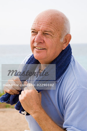 Portrait of Man With Towel Around His Shoulders