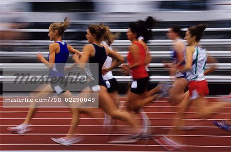 Women Running in Track Meet, Vancouver, British Columbia, Canada