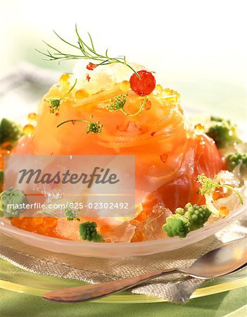 fish in lemon jelly timbale