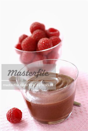 chocolate mousse with raspberries