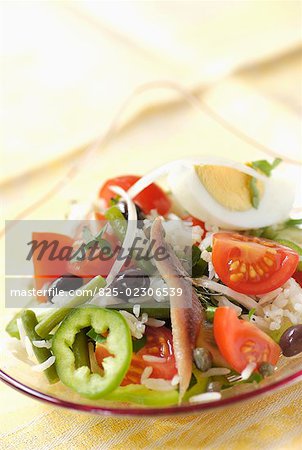 nicoise salad with anchovy and boiled egg