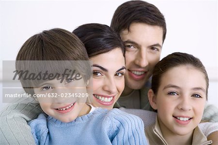 Portrait of family with two children, close-up