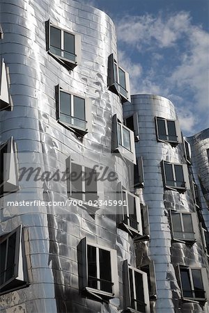 View of Frank Gehry Buildings from Bridge, Dusseldorf, North Rhine-Westphalia, Germany