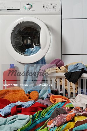 Clothing Piled Up Outside of Washing Machine