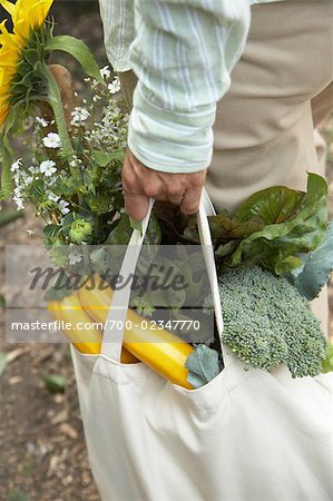 Woman Carrying Cloth Bag of Groceries