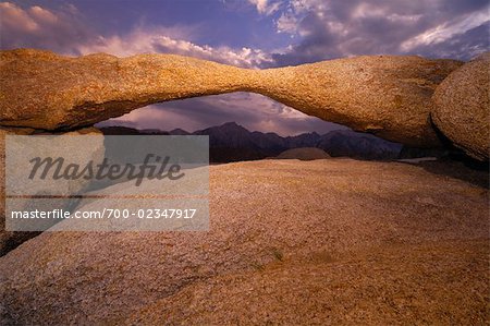 Sandstone Arch Framing Mount Whitney, Lone Pine, Owens Valley, Alabama Hills, Sierra Nevada Mountains, California, USA