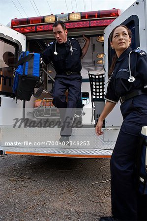 Paramedics Working out of Ambulance, Toronto, Ontario, Canada