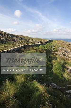 Mur de pierre traditionnelle sur Cape Clear Island, comté de Cork, Irlande
