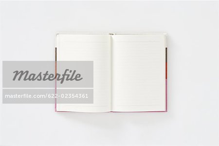 Studio shot of an open notebook