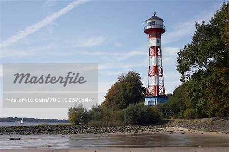 Leuchtturm Wittenbergen, Elbe-Fluss, Hamburg, Deutschland