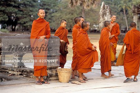 Monks at Angkor Wat, Angor, Cambodia