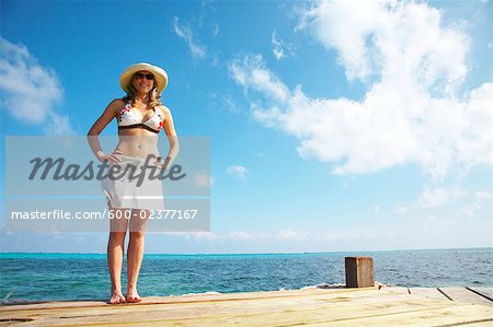 Woman Standing on Dock, Belize