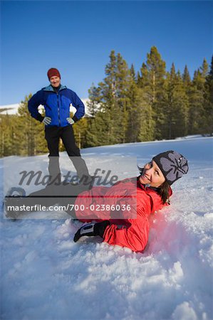 Couple Snowshoeing, Breckenridge, Colorado, USA