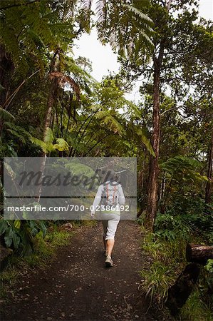 Woman Hiking in Hawaii Volcanoes National Park, Big Island, Hawaii