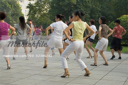 Group of Women Learning Dance Steps in Public Park, Guilin, Guangxi Autonomous Region, China