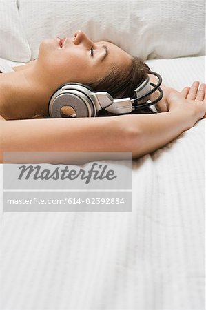 Woman relaxing with headphones