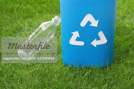 Water Bottle and Recycle Bin