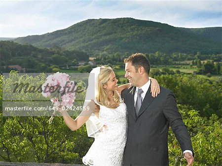 Bride and groom celebrating