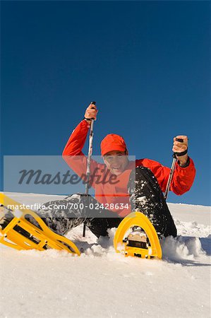 Portrait of Man Snowshoeing, Salzburger Land, Austria