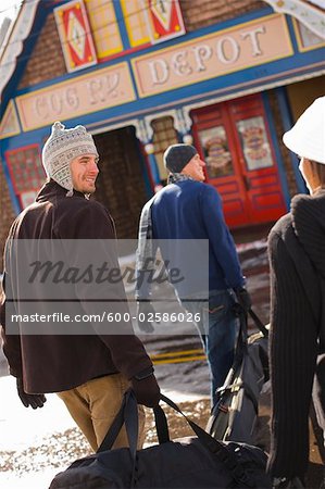 People Arriving at Pike's Peak Cog Railway Station in Manitou Springs, on the Way to Pike's Peak, Colorado, USA