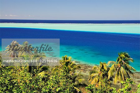 Vue d'ensemble du lagon, Huahine, Polynésie française