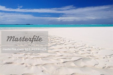 View of Island from Beach, Aitutaki Lagoon, Aitutaki, Cook Islands