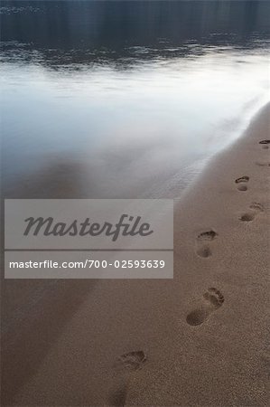Footprints on Beach, Skaha Lake, Penticton, British Columbia