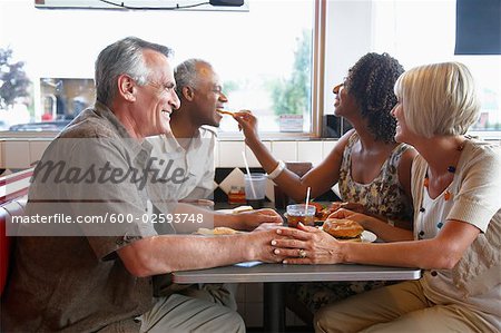 Couples Eating in Retro Diner