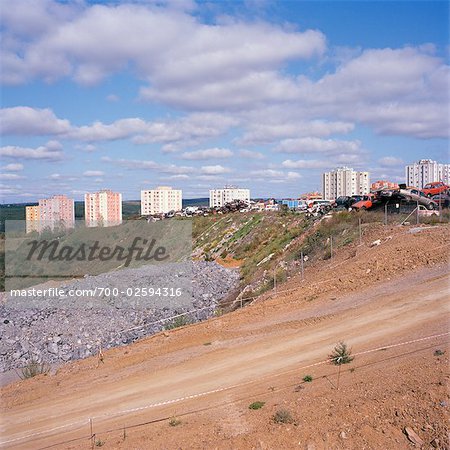 Buildings, Scrap Yard and Rubble, Istanbul, Turkey