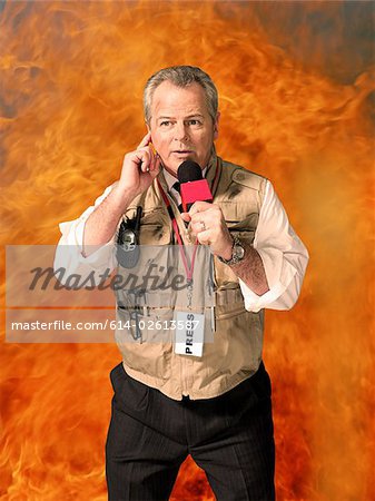 News presenter and fire