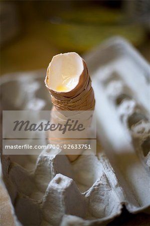 Egg Shells Stacked in Egg Carton