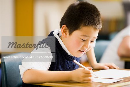 boy in a classroom