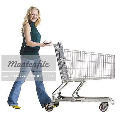 woman pushing a shopping cart