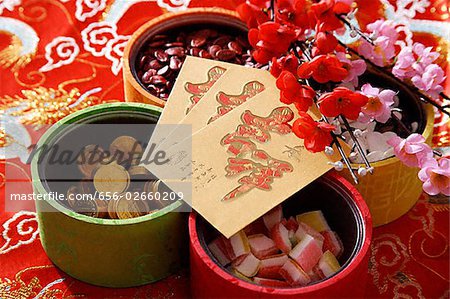 Still life of Chinese new year goodies