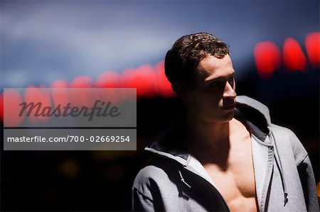 Portrait of Man in City, Portland, Oregon, USA