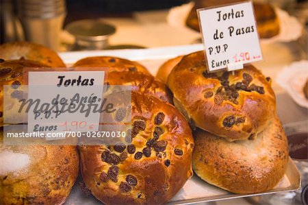 Gros plan du pain dans la boutique, Madrid, Espagne