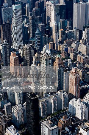 Vue aérienne de Manhattan, l'Upper East Side, New York City, New York, États-Unis