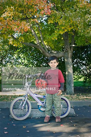 Boy with Bicycle, Ashland, Oregon, USA