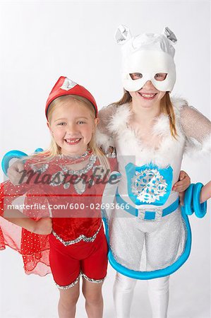 Girls Dressed in Costumes