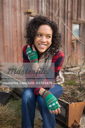 Portrait of Young Woman on a Farm in Hillsboro, Oregon, USA