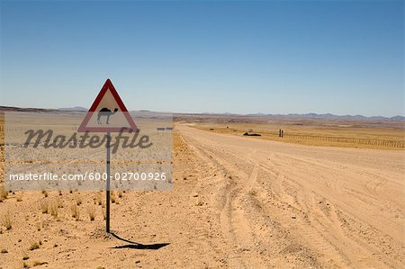 Camel Crossing Sign by Road, Solitaire, Namibia