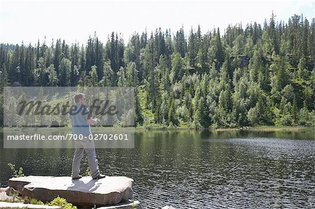 Man Fishing in Lake, Norway
