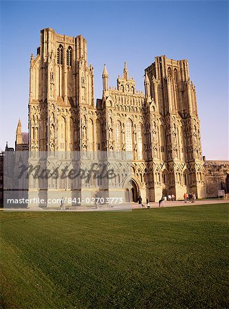 West front, Wells Cathedral, Wells, Somerset, England, United Kingdom, Europe